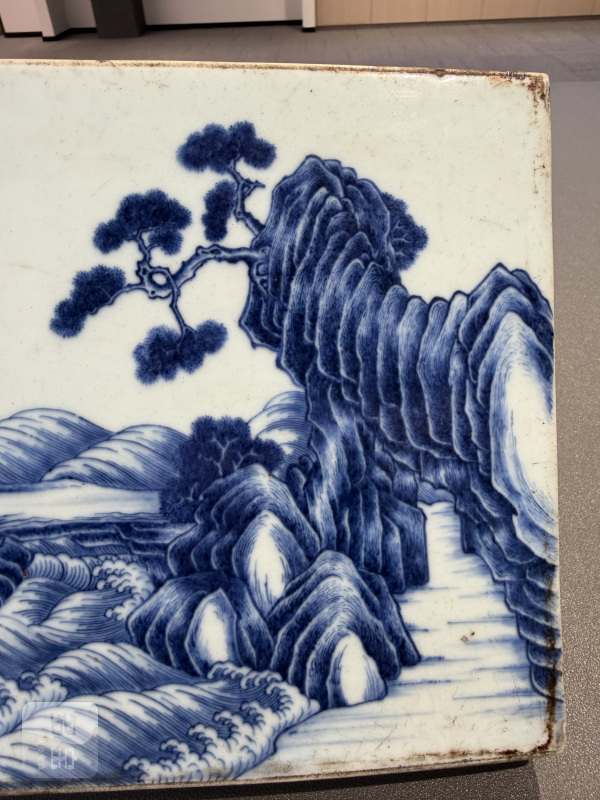 清雍正 青花江崖海水图双面坐屏 - 图5